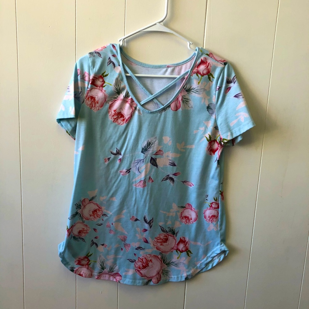 Blue and Pink Floral Shirt
